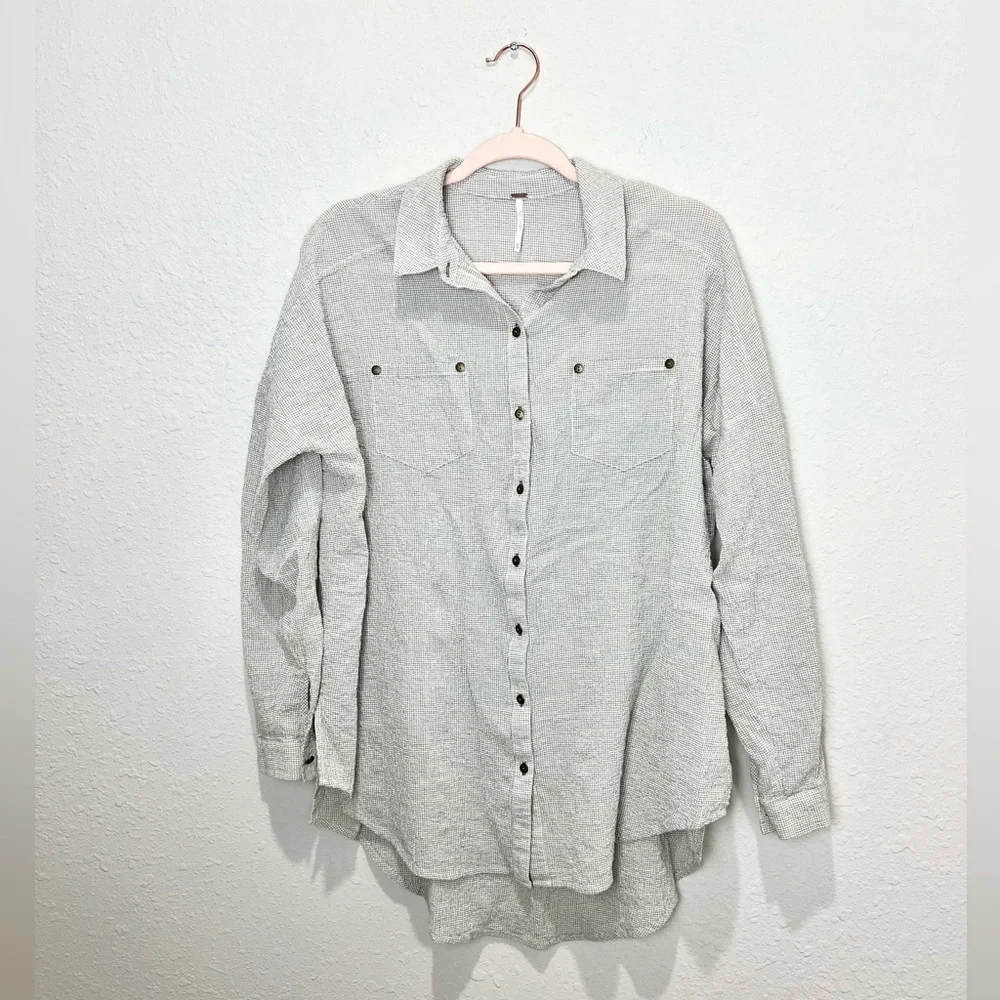 Free People Love Her Madly Puckered Checked Size Extra Small XS - Picture 2 of 10